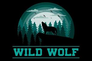 Wild wolf design vintage retro vector