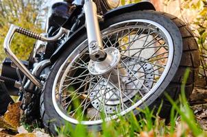 classic chopper motorcycle close up photo