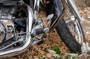 classic chopper motorcycle close up photo