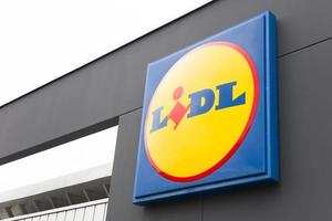 HANOVER, GERMANY, OCTOBER 25, 2018 - Detail of Lidl store in Hanover, Germany. Lidl is an German global discount supermarket chain founded at 1930. photo