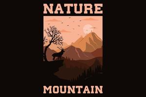 Nature mountain design vintage retro vector