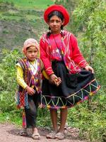 PISAC, PERU, MARCH 2, 2006 - Unidentified children at Mirador Taray near Pisac in Peru. Mirador Taray is a scenic vista along the highway overlooking Sacred Valley of the Incas. photo