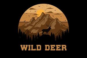 Wild deer design vintage retro vector