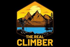 The real climber silhouette design vintage retro vector