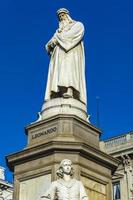 Leonardo da Vinci monument in Milan. Italy