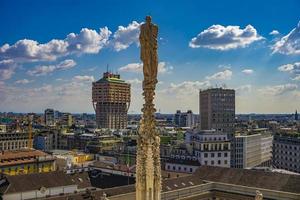 Panoramic view of the skyline of the city seen from the terraces of Milan Cathedral photo