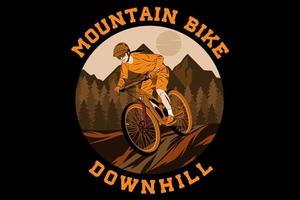 Mountain bike downhill design vintage retro vector