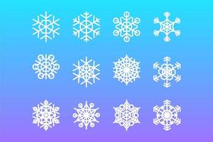 Snowflake winter season decoration set vector