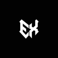 ex logo monograma con plantilla de diseño de forma de escudo vector