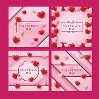 Set of Valentine's Day Social Media Posts vector