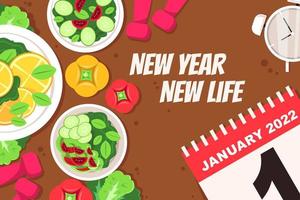 New Year Resolution of Healthy Lifestyle vector