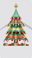 Christmas Social Media Story Copy Space Template With Tree And Gift Box 3D Rendering Illustration photo