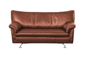 Brown Leather sofa isolated photo