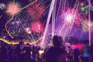 New Year fireworks on the beach. photo