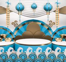 Espectáculo cian abstracto del podio en la representación de background.3d de color cian foto