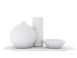 japanese traditional with sake cup and bottle on white background.3D rendering photo