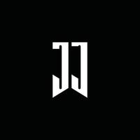 JJ logo monogram with emblem style isolated on black background vector