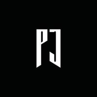 monograma del logotipo de pj con estilo emblema aislado sobre fondo negro vector