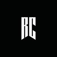 Monograma del logotipo de rc con estilo emblema aislado sobre fondo negro vector