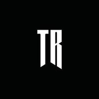 TR logo monogram with emblem style isolated on black background vector
