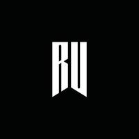 RU logo monogram with emblem style isolated on black background vector