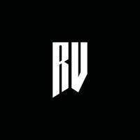 monograma del logotipo de rv con estilo emblema aislado sobre fondo negro vector