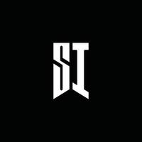 SI logo monogram with emblem style isolated on black background vector