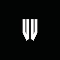 VV logo monogram with emblem style isolated on black background vector