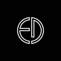 ED monogram logo circle ribbon style outline design template vector