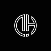 DH monogram logo circle ribbon style outline design template vector