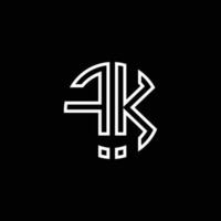 FK monogram logo circle ribbon style outline design template vector