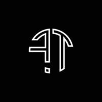 FT monogram logo circle ribbon style outline design template vector