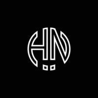 HN monogram logo circle ribbon style outline design template vector