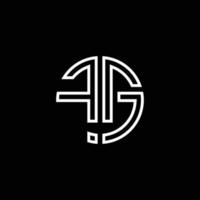 plantilla de diseño de esquema de estilo de cinta de círculo de logotipo de monograma fg vector