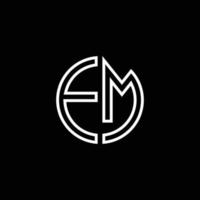 EM monogram logo circle ribbon style outline design template vector