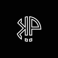 KP monogram logo circle ribbon style outline design template vector