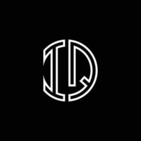 IQ monogram logo circle ribbon style outline design template vector
