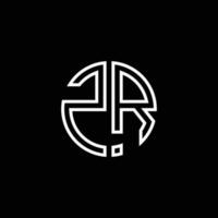 ZR monogram logo circle ribbon style outline design template vector
