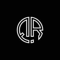 QR monogram logo circle ribbon style outline design template vector