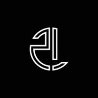 ZL monogram logo circle ribbon style outline design template vector