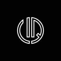 UQ monogram logo circle ribbon style outline design template vector