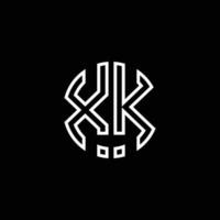 XK monogram logo circle ribbon style outline design template vector