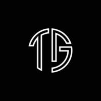 TG monogram logo circle ribbon style outline design template vector