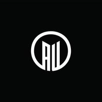 AU monogram logo isolated with a rotating circle vector