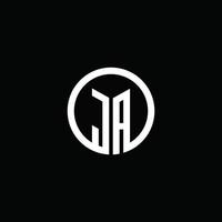 JA monogram logo isolated with a rotating circle vector