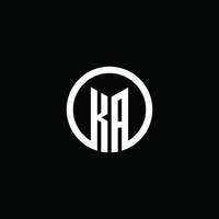 KA monogram logo isolated with a rotating circle vector