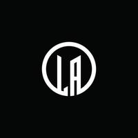 LA monogram logo isolated with a rotating circle vector