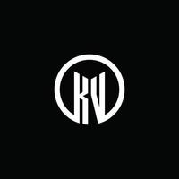 Logotipo de monograma kv aislado con un círculo giratorio vector