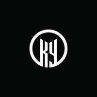Logotipo de monograma ky aislado con un círculo giratorio vector