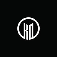 Logotipo de monograma kd aislado con un círculo giratorio vector